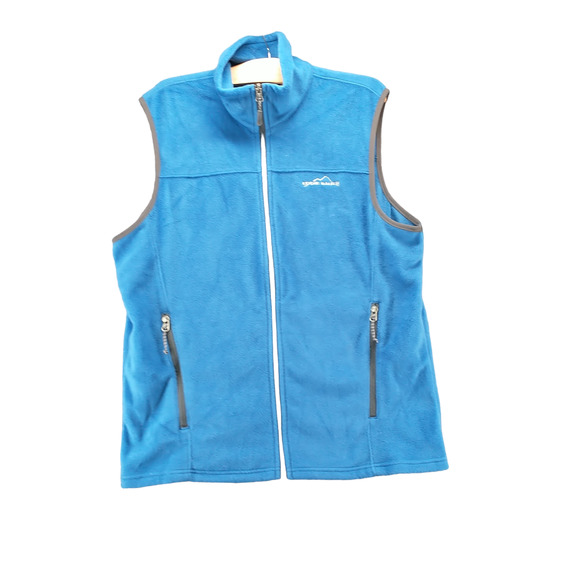 Eddie Bauer Men's Zip Up Fleece Vest Blue M Zipped Pockets Mock Neck Outdoor - Picture 1 of 13